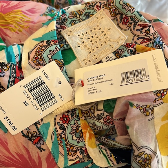 Johnny Was Floral Clover Button Down Boho Top Blouse - Picture 13 of 13